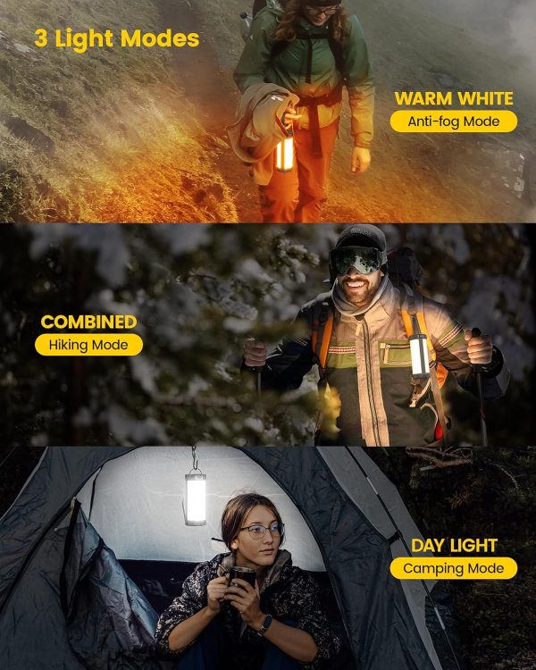 Glocusent 106 LED Camping Lantern Rechargeable, Up to 80Hrs, 5000mAh Lantern with 5 Brightness 3 Modes & SOS, IP68 Waterproof, Max 1200LM, Camping Light for Power Outages Hiking Emergency Hurricane - Image 3