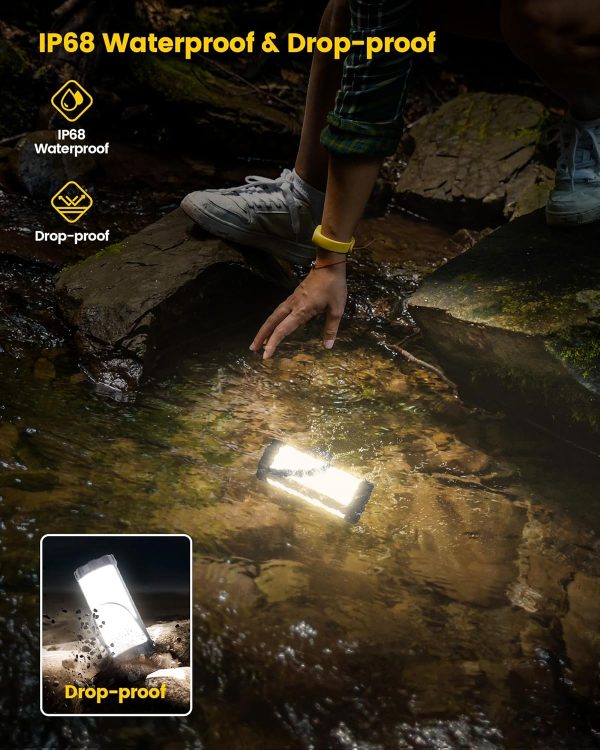 Glocusent 106 LED Camping Lantern Rechargeable, Up to 80Hrs, 5000mAh Lantern with 5 Brightness 3 Modes & SOS, IP68 Waterproof, Max 1200LM, Camping Light for Power Outages Hiking Emergency Hurricane - Image 5