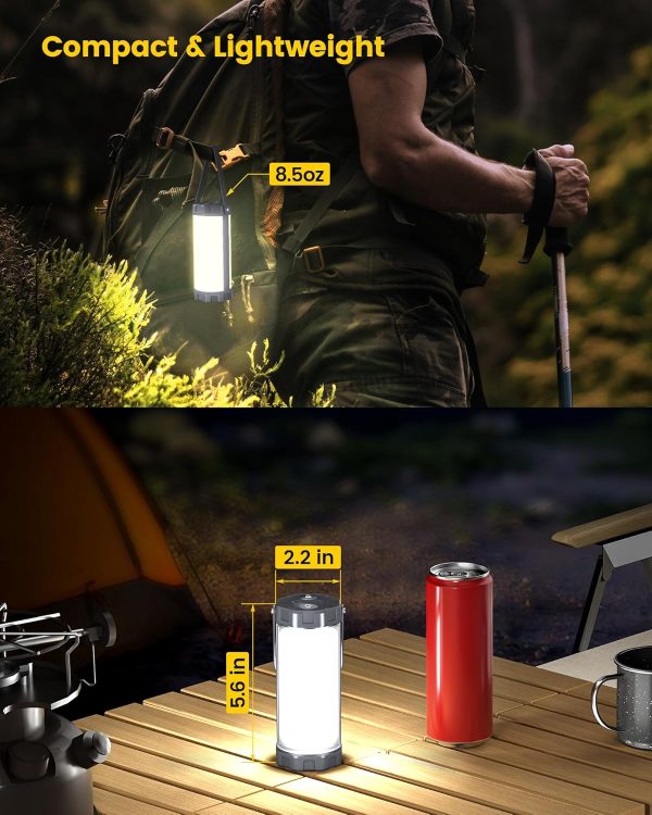 Glocusent 106 LED Camping Lantern Rechargeable, Up to 80Hrs, 5000mAh Lantern with 5 Brightness 3 Modes & SOS, IP68 Waterproof, Max 1200LM, Camping Light for Power Outages Hiking Emergency Hurricane - Image 6